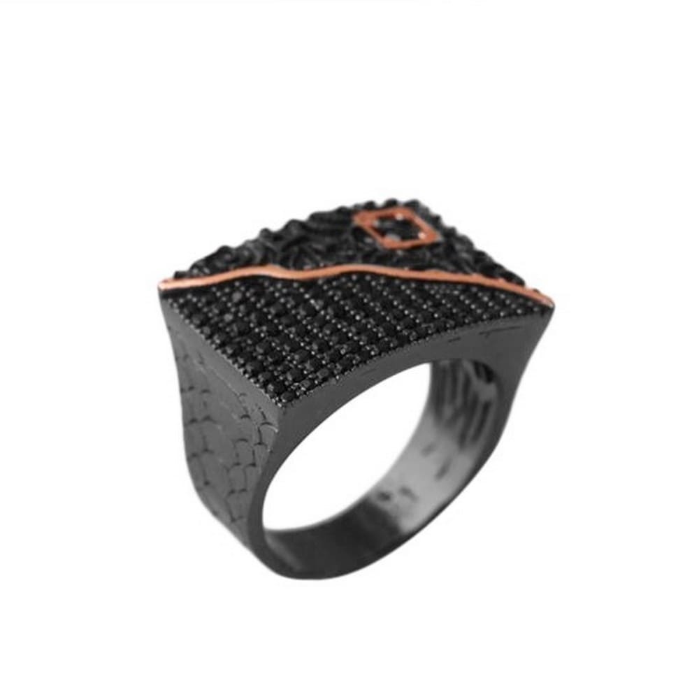 ανδρικό δαχτυλίδι ασημένιο μαύρο D21300052