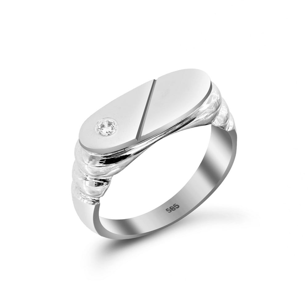Ανδρικό λευκόχρυσο δαχτυλίδι οβάλ D11200595