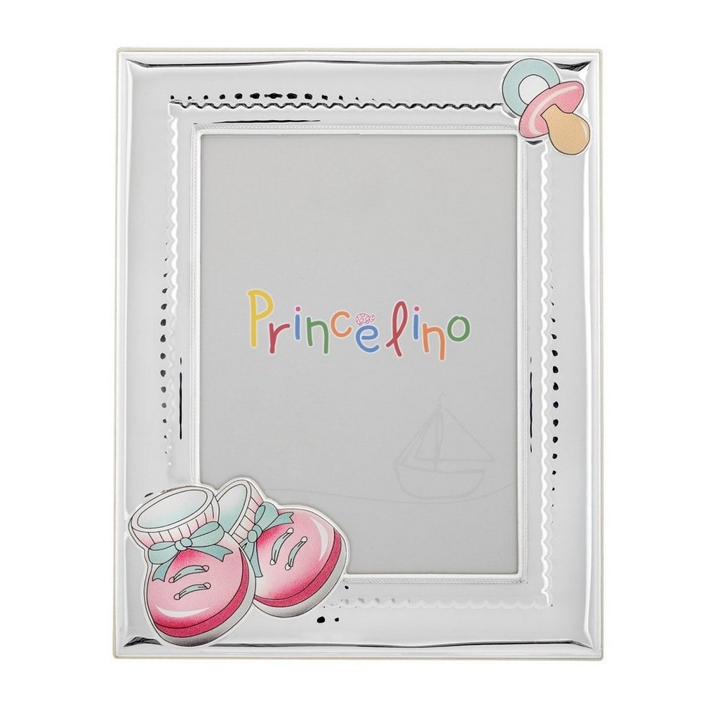 ασημένια παιδική κορνίζα Princelino παπουτσάκια MA-272D-R