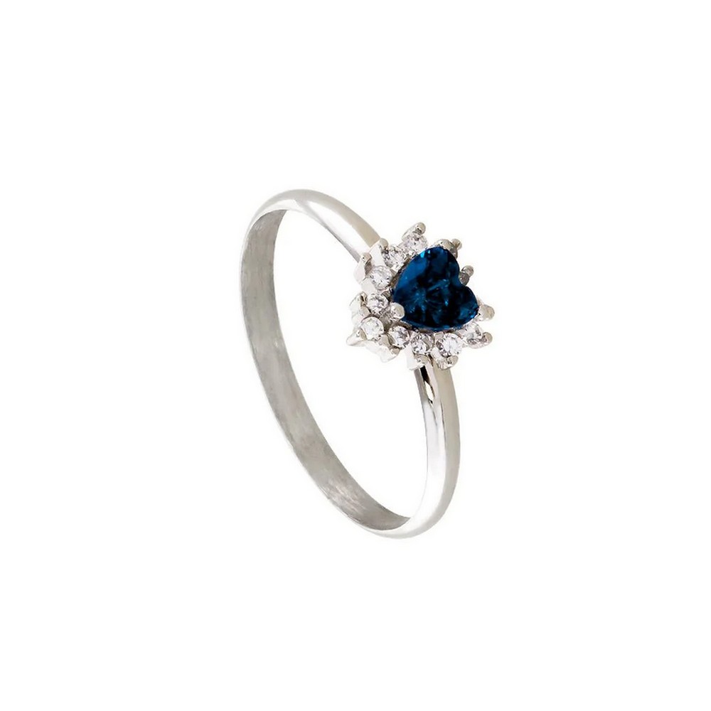 ασημένιο δαχτυλίδι ροζέτα Loisir μπλε ζιργκόν 04L01-04404