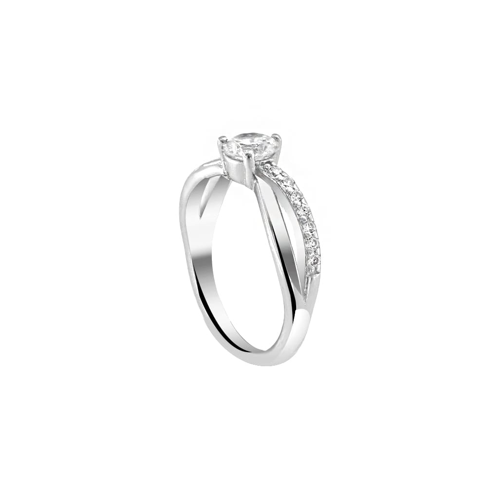 ασημένιο μονόπετρο δαχτυλίδι λευκά ζιργκόν D21200227
