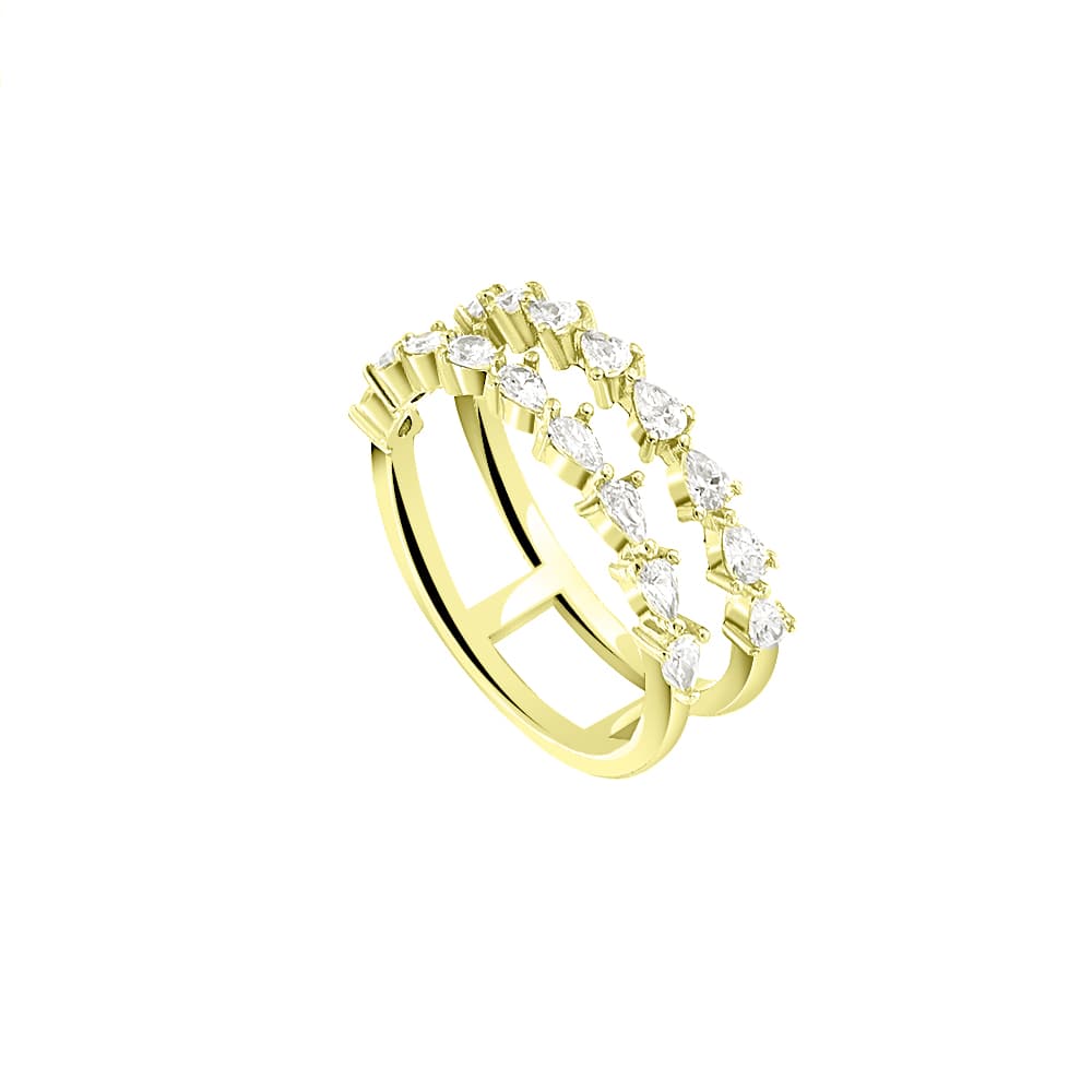 δαχτυλίδι γυναικείο επίχρυσο ασημένιο διπλό D21100105