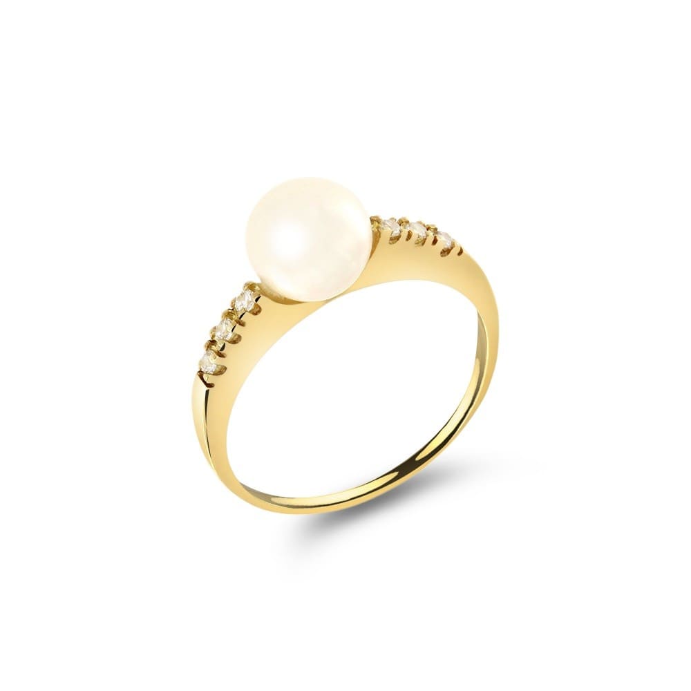 Δαχτυλίδι γυναικείο κίτρινο χρυσό μαργαριτάρι D11100778