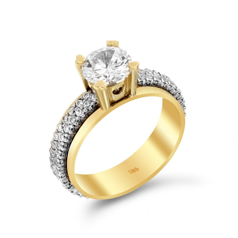 Δαχτυλίδι μονόπετρο κίτρινο χρυσό ζιργκόν D11100608