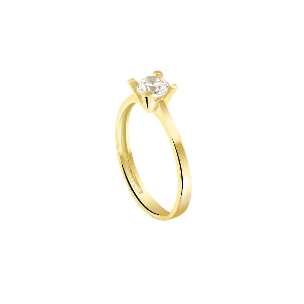 δαχτυλίδι μονόπετρο κίτρινο χρυσό ζιργκόν D11100975