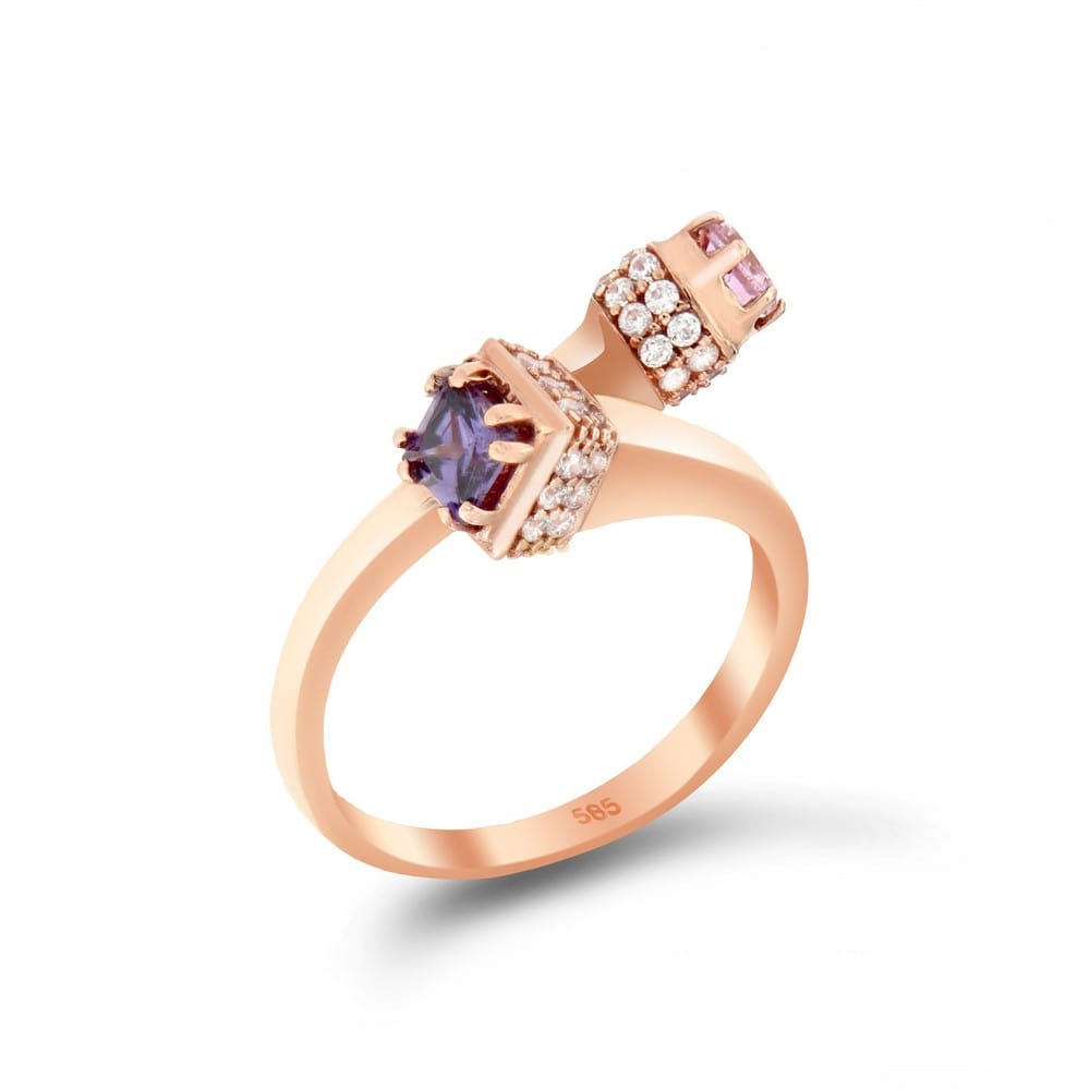 Δαχτυλίδι ροζ χρυσό γυναικείο ζιργκόν D11300729