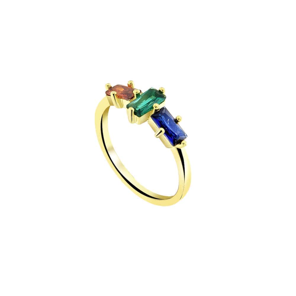 επίχρυσο ασημένιο δαχτυλίδι πολύχρωμα ζιργκόν D21100106