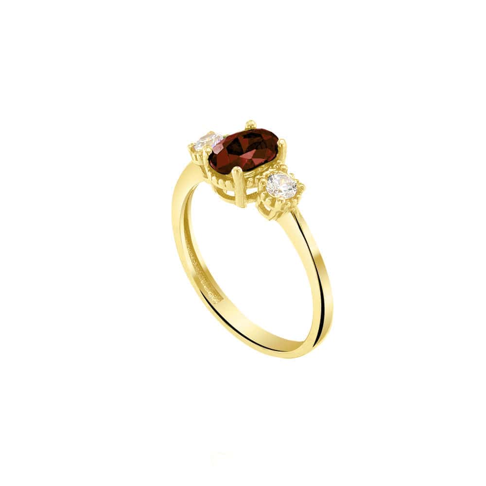 γυναικείο κίτρινο χρυσό δαχτυλίδι κόκκινη πέτρα D11100947