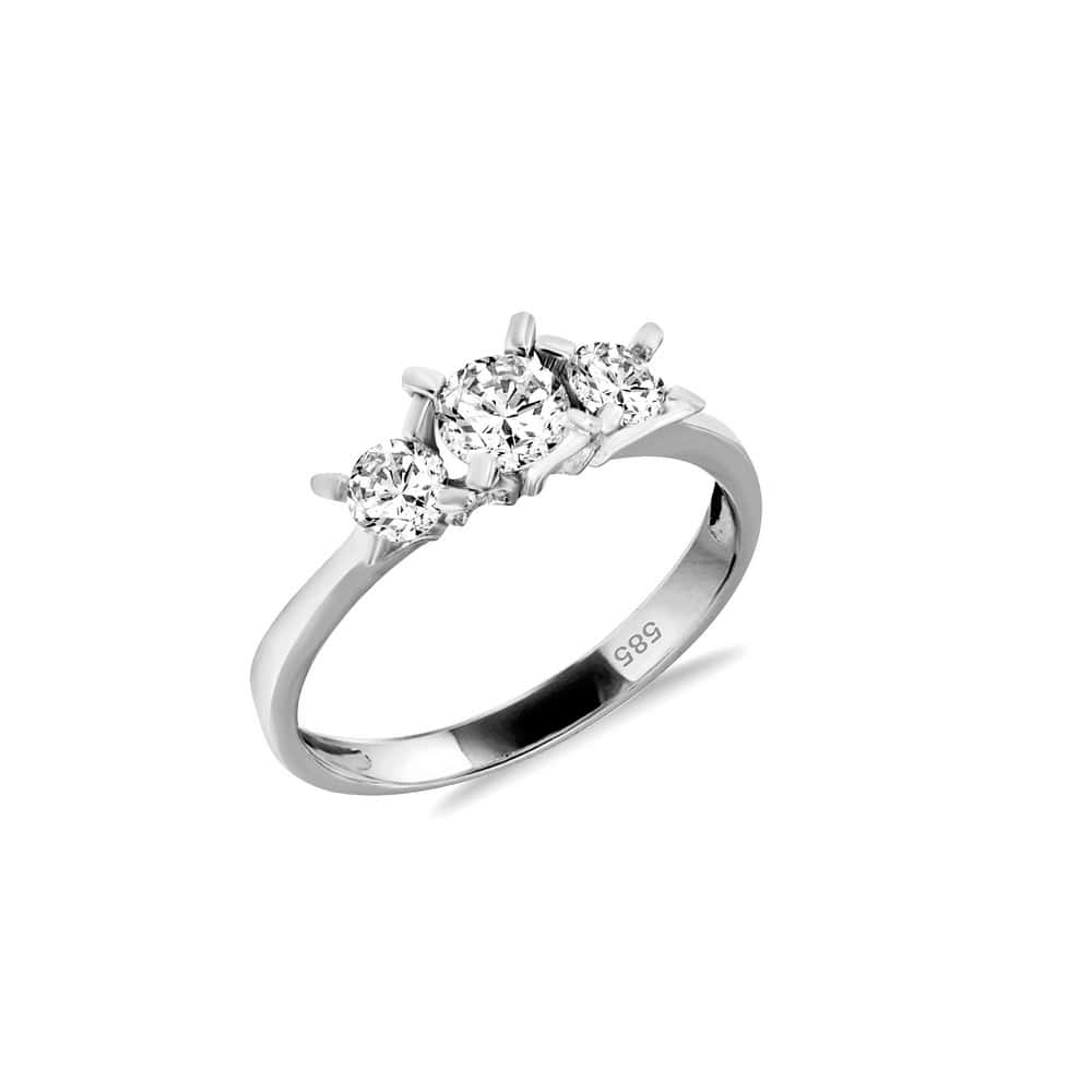 γυναικείο λευκόχρυσο δαχτυλίδι λευκά ζιργκόν D11200140