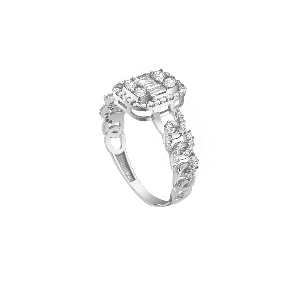 γυναικείο λευκόχρυσο δαχτυλίδι λευκά ζιργκόν D11201026