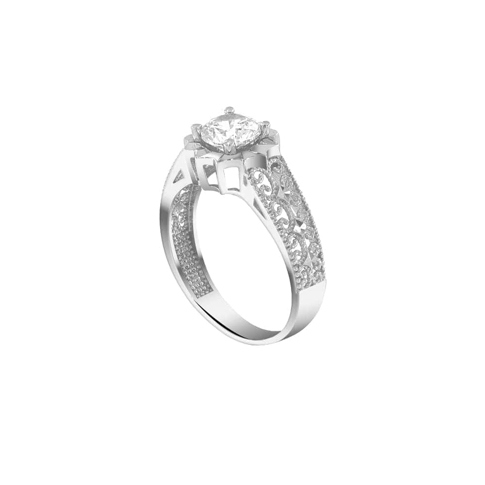 γυναικείο λευκόχρυσο δαχτυλίδι λευκά ζιργκόν D11201045