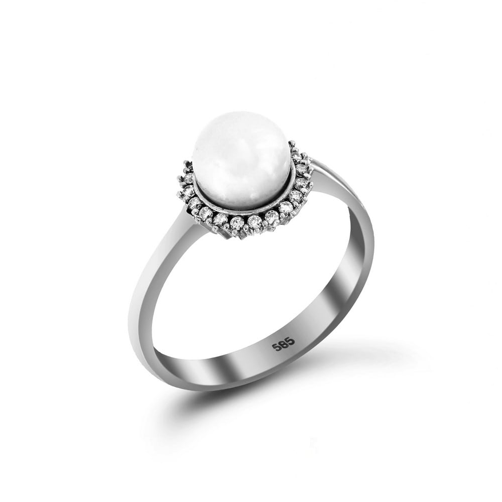 Γυναικείο λευκόχρυσο δαχτυλίδι μαργαριτάρι D11200760