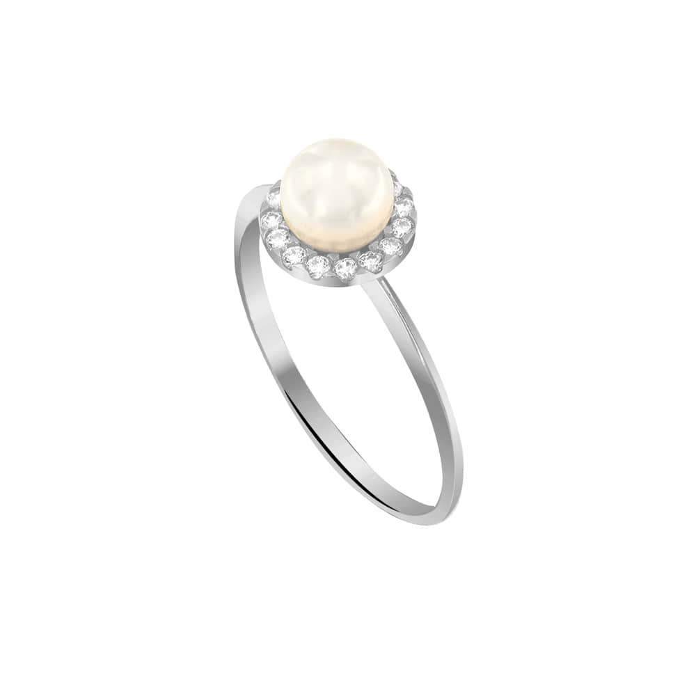 γυναικείο λευκόχρυσο δαχτυλίδι μαργαριτάρι D11201079