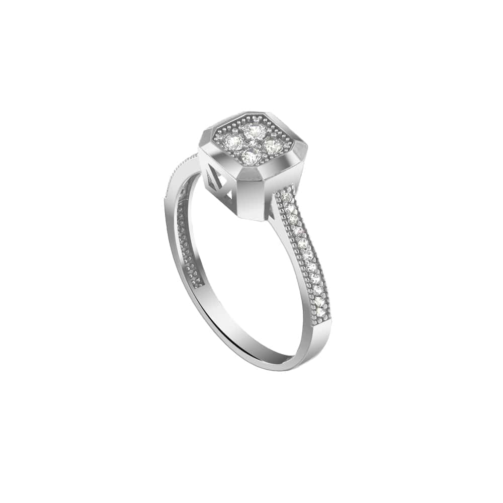 γυναικείο λευκόχρυσο δαχτυλίδι ζιργκόν D11200976