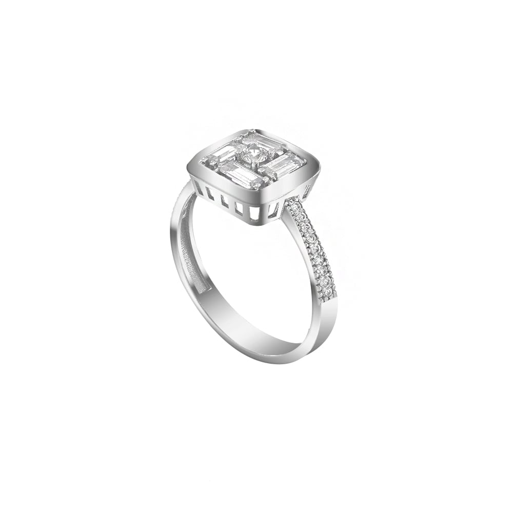 γυναικείο λευκόχρυσο δαχτυλίδι ζιργκόν D11201023