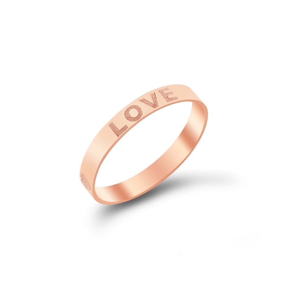 Γυναικείο ροζ χρυσό δαχτυλίδι Love D11300522