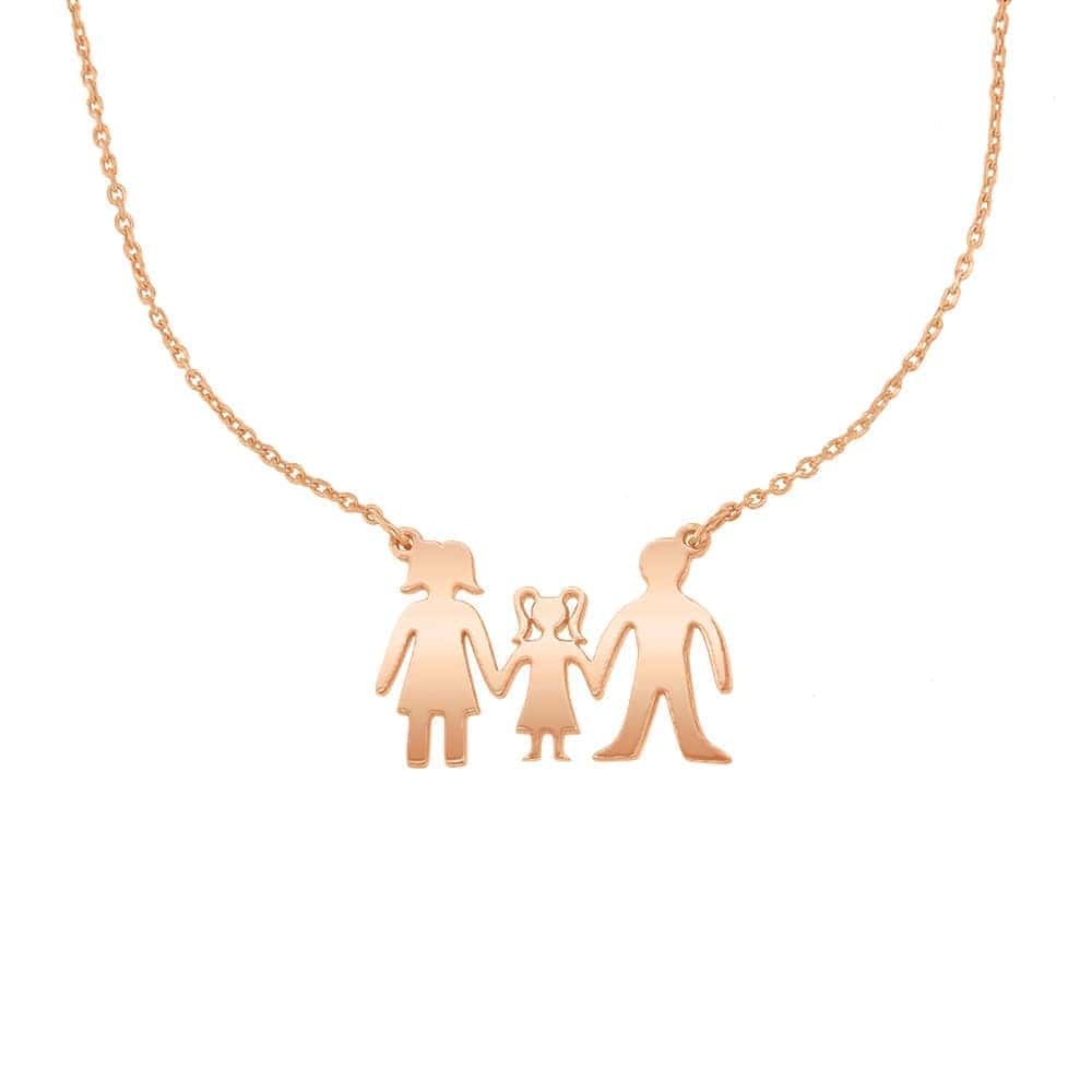 γυναικείο ροζ χρυσό κολιέ τριμελής οικογένεια KL12300002