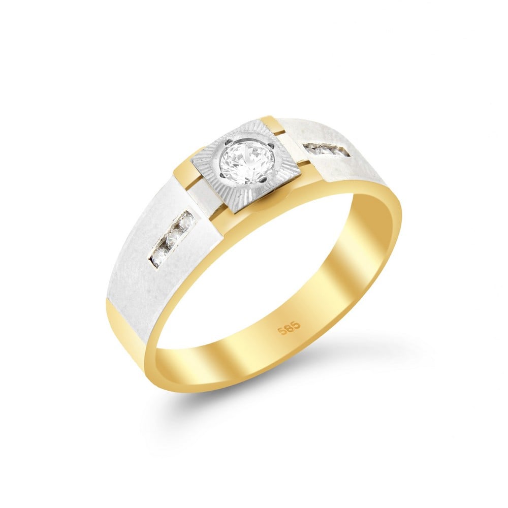 Κίτρινο χρυσό δαχτυλίδι ανδρικό ζιργκόν D11400572