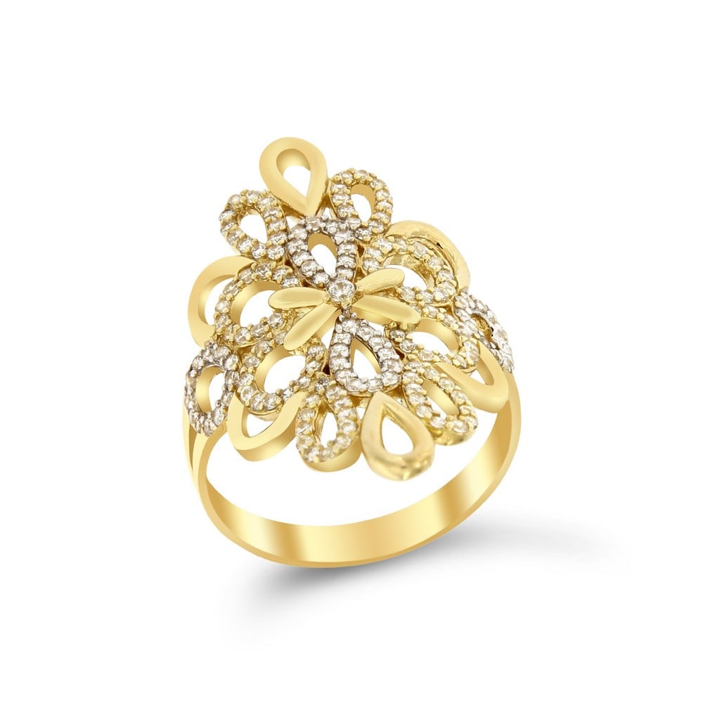 Κίτρινο χρυσό δαχτυλίδι γυναικείο ζιργκόν D11100718