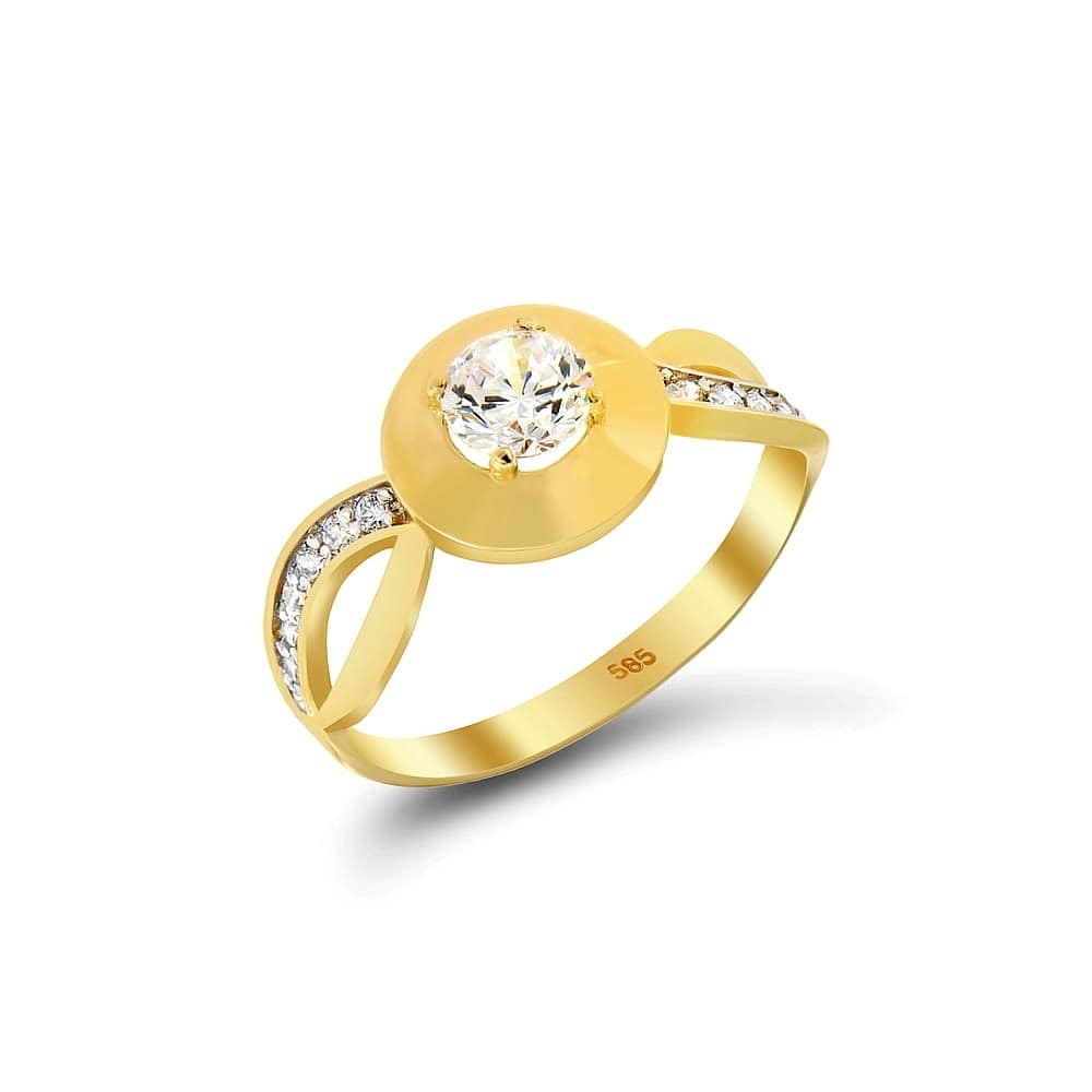κίτρινο χρυσό δαχτυλίδι μονόπετρο κύκλος ζιργκόν D11100283