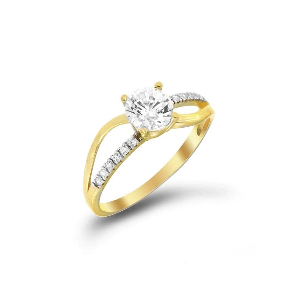 Κίτρινο χρυσό δαχτυλίδι μονόπετρο ζιργκόν D11100236