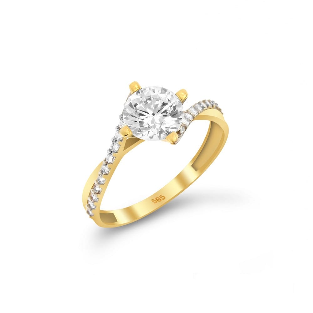 Κίτρινο χρυσό δαχτυλίδι μονόπετρο ζιργκόν D11100611