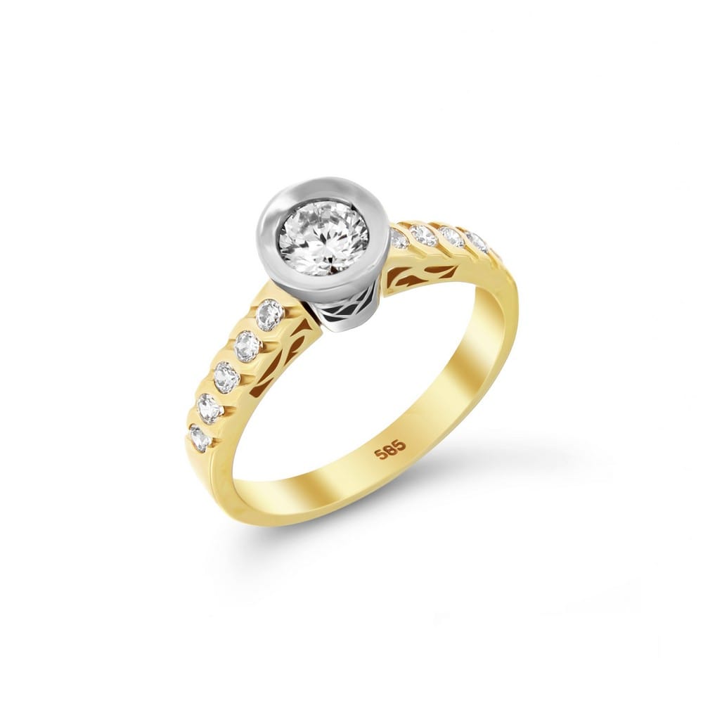 Κίτρινο χρυσό δαχτυλίδι μονόπετρο ζιργκόν D11400282