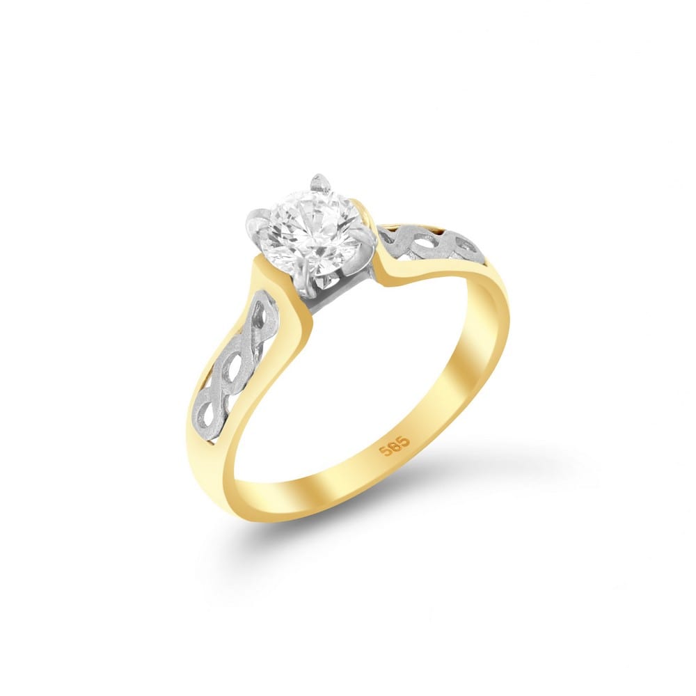 Κίτρινο χρυσό δαχτυλίδι μονόπετρο ζιργκόν D11400635