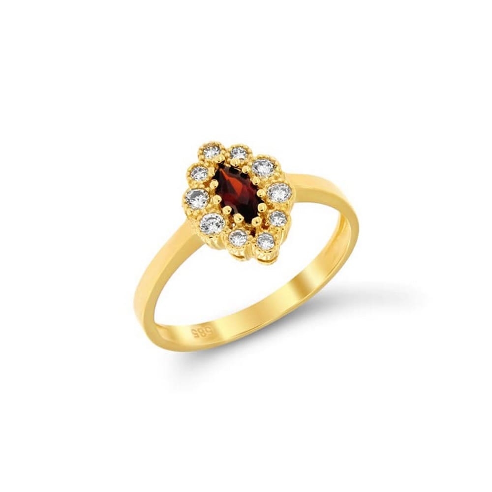 Κίτρινο χρυσό δαχτυλίδι ροζέτα ζιργκόν D11100693
