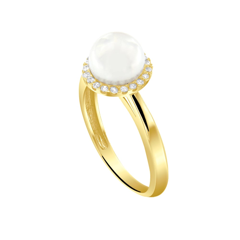 κίτρινο χρυσό γυναικείο δαχτυλίδι μαργαριτάρι D11101031