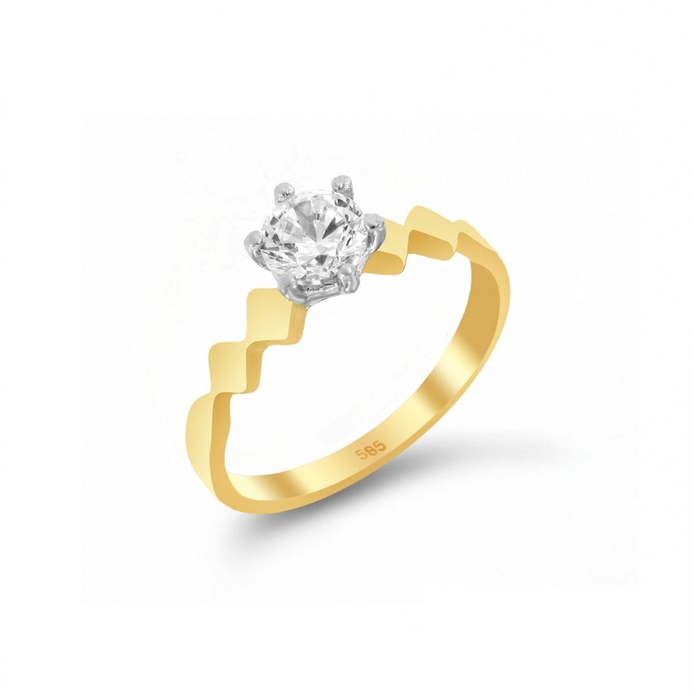 Κίτρινο χρυσό μονόπετρο δαχτυλίδι ρόμβους D11100610