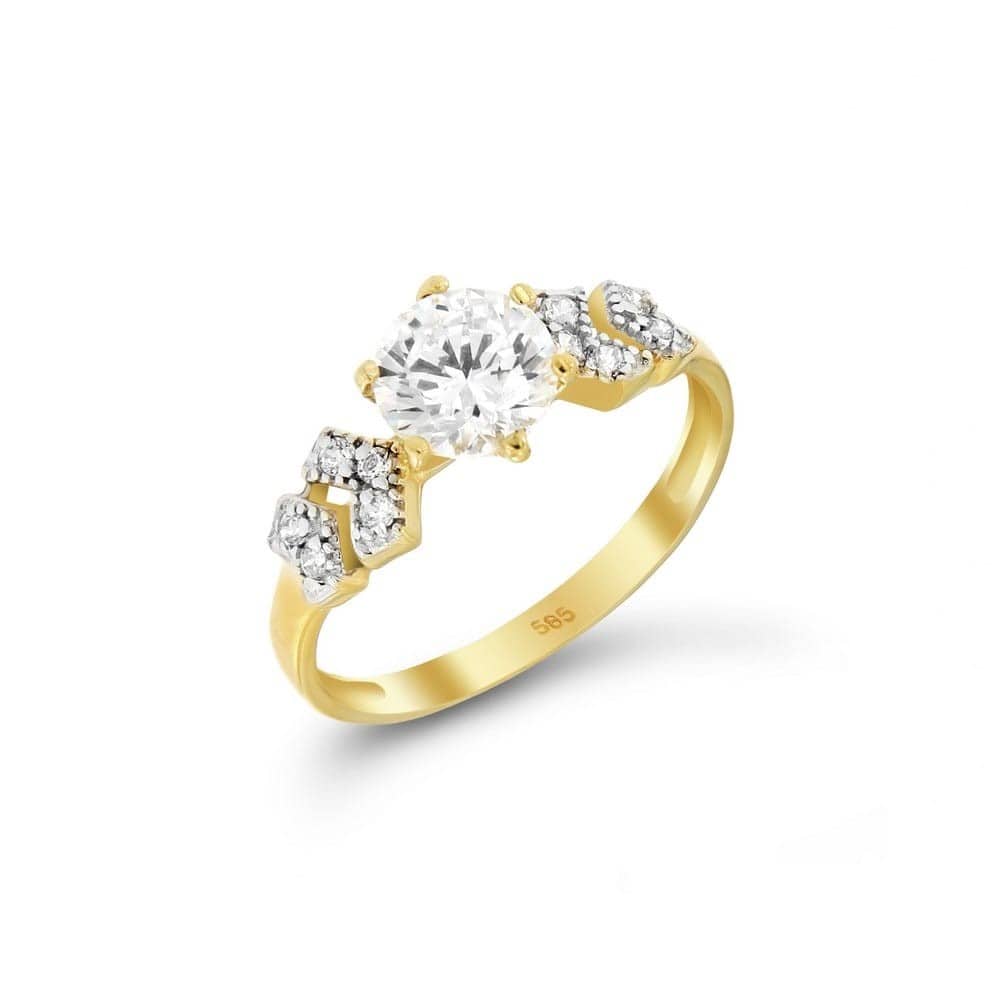 Κίτρινο χρυσό μονόπετρο δαχτυλίδι ζιργκόν D11100287