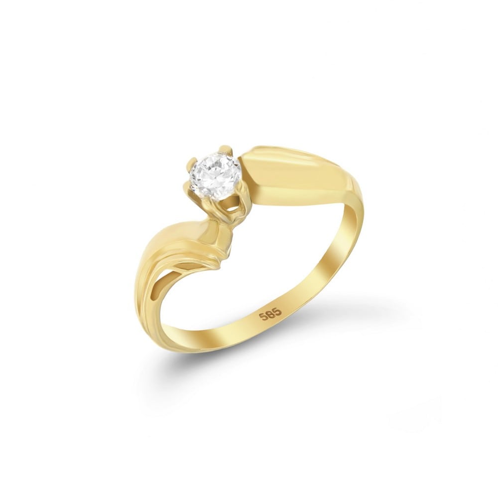 Κίτρινο χρυσό μονόπετρο δαχτυλίδι ζιργκόν D11100291