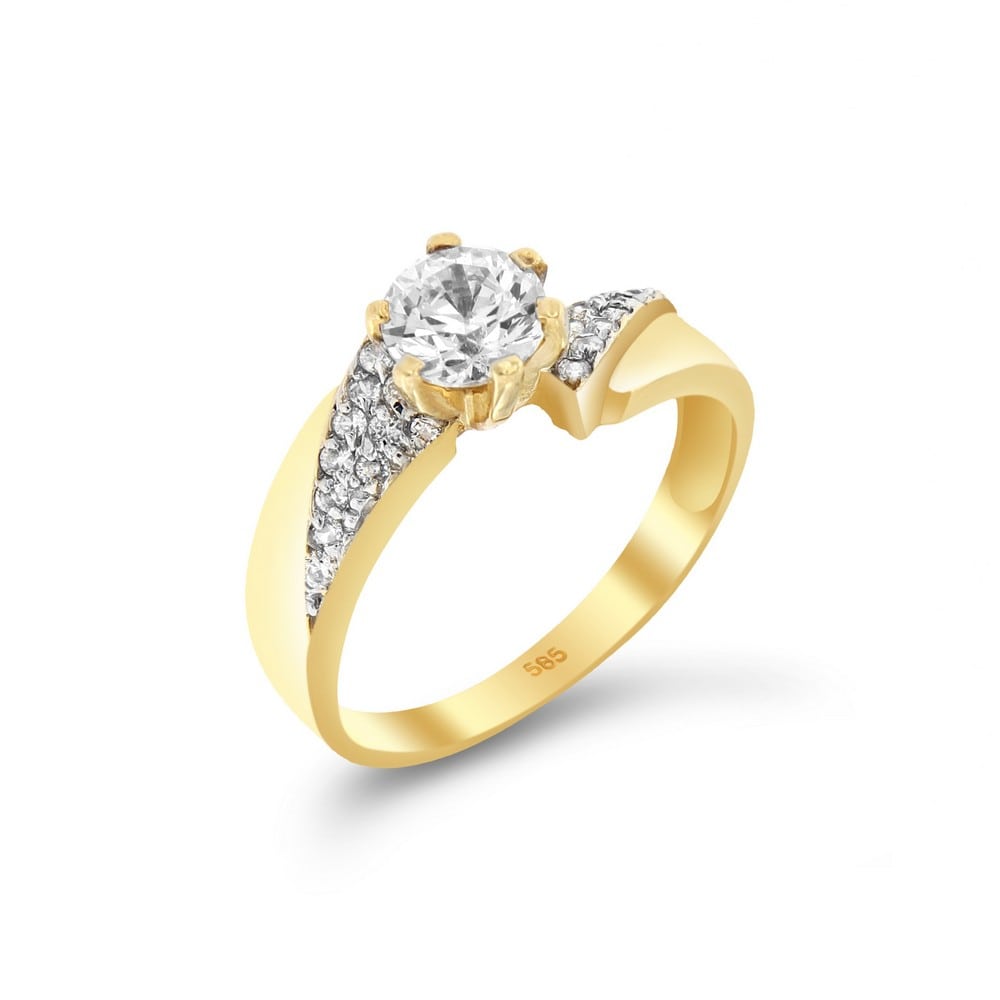 Κίτρινο χρυσό μονόπετρο δαχτυλίδι ζιργκόν D11100751