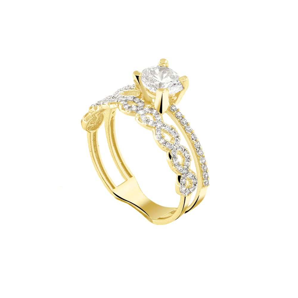 κίτρινο χρυσό μονόπετρο δαχτυλίδι ζιργκόν D11100897