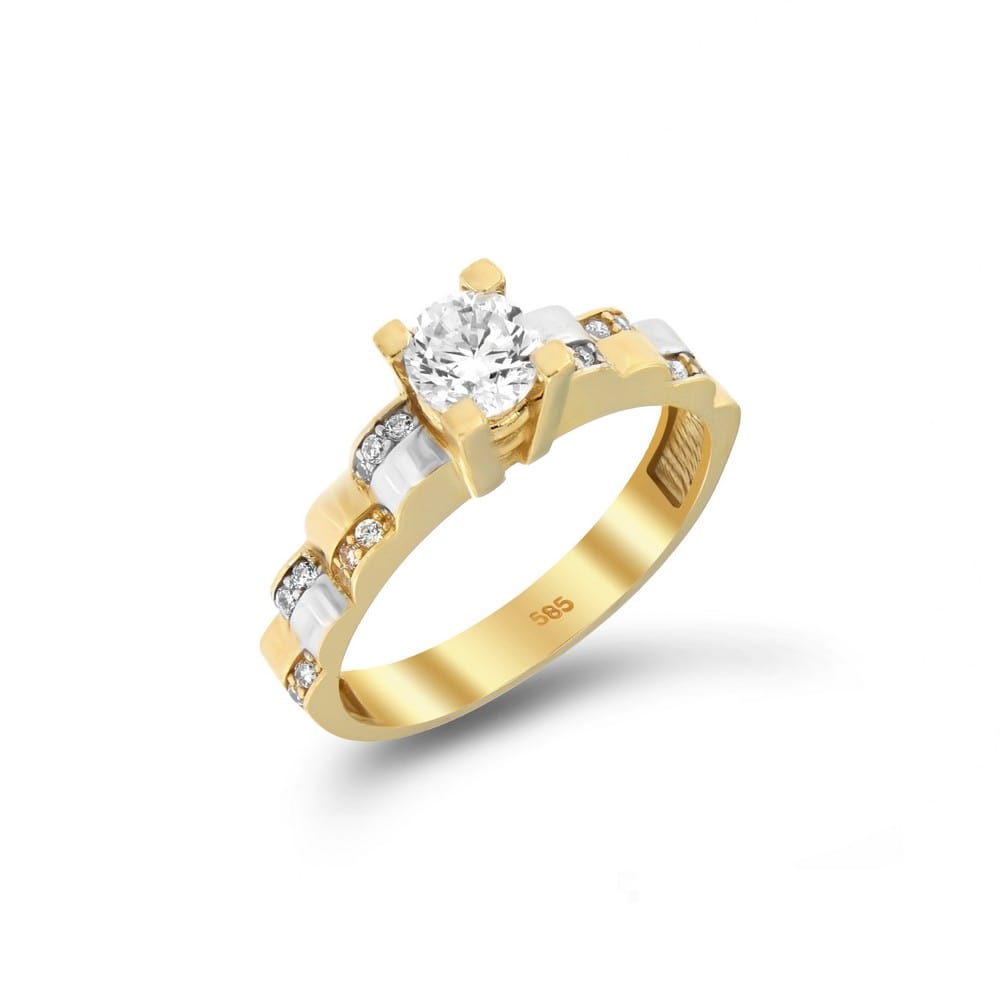 Κίτρινο χρυσό μονόπετρο δαχτυλίδι ζιργκόν D11400217