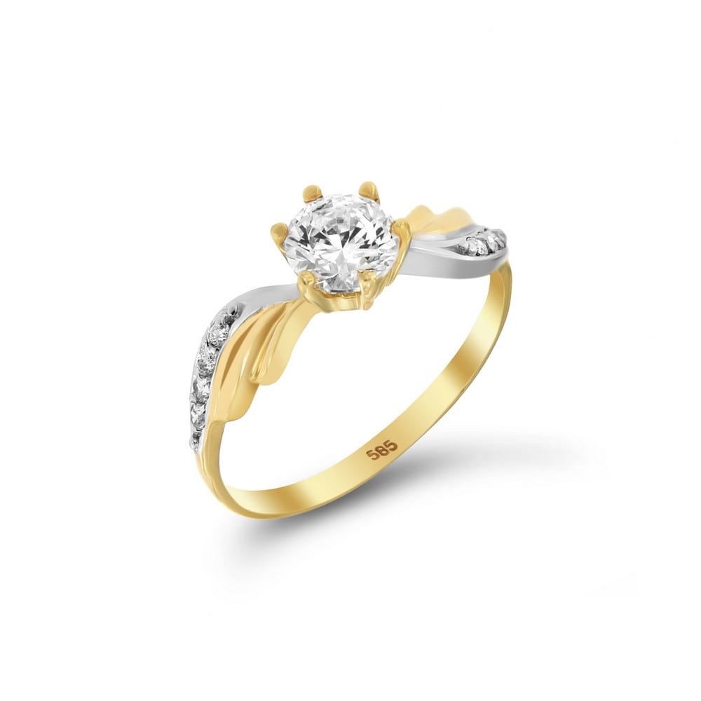 κίτρινο χρυσό μονόπετρο δαχτυλίδι ζιργκόν D11400312