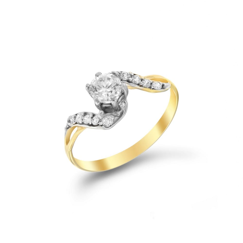 κίτρινο χρυσό μονόπετρο δαχτυλίδι ζιργκόν D11400341