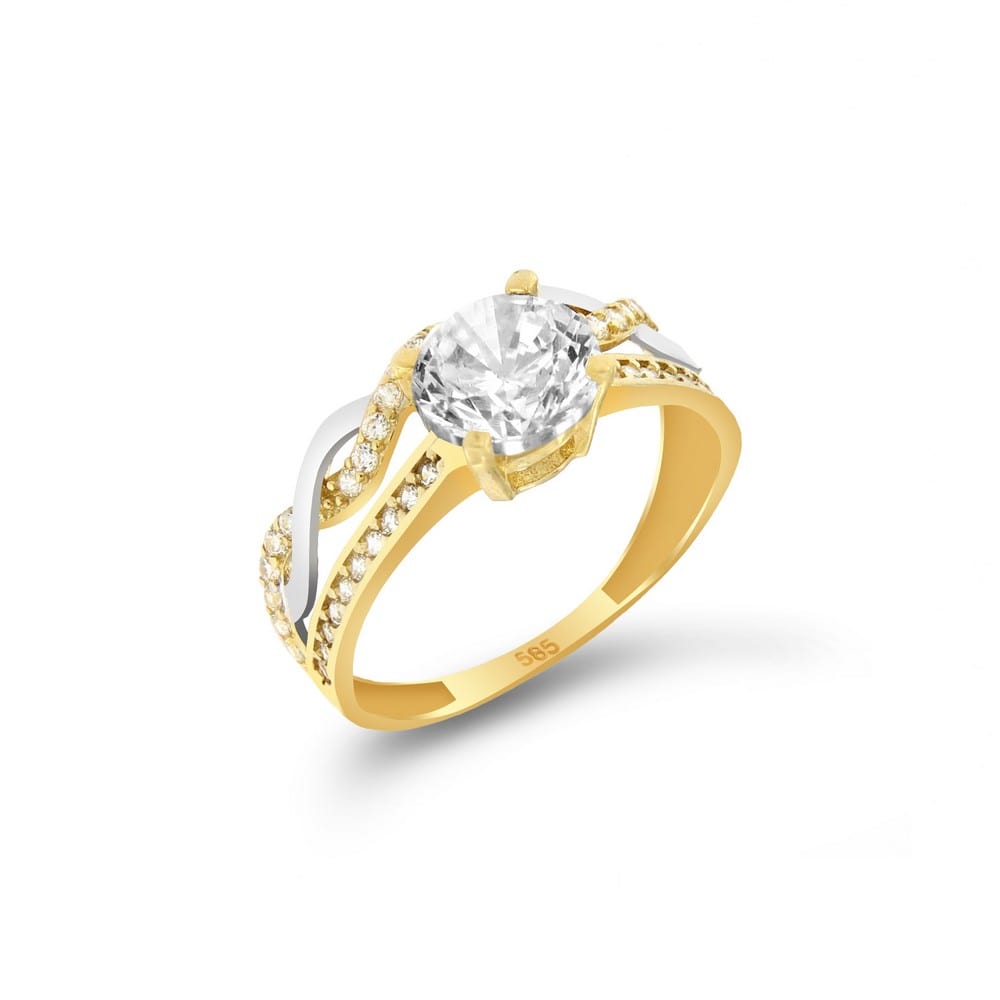 Κίτρινο χρυσό μονόπετρο δαχτυλίδι ζιργκόν D11400634