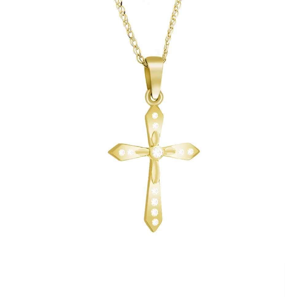 κίτρινος χρυσός γυναικείος σταυρός ζιργκόν ST11100186 