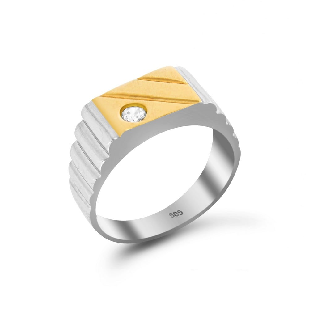 Λευκόχρυσο ανδρικό δαχτυλίδι ζιργκόν D11400584