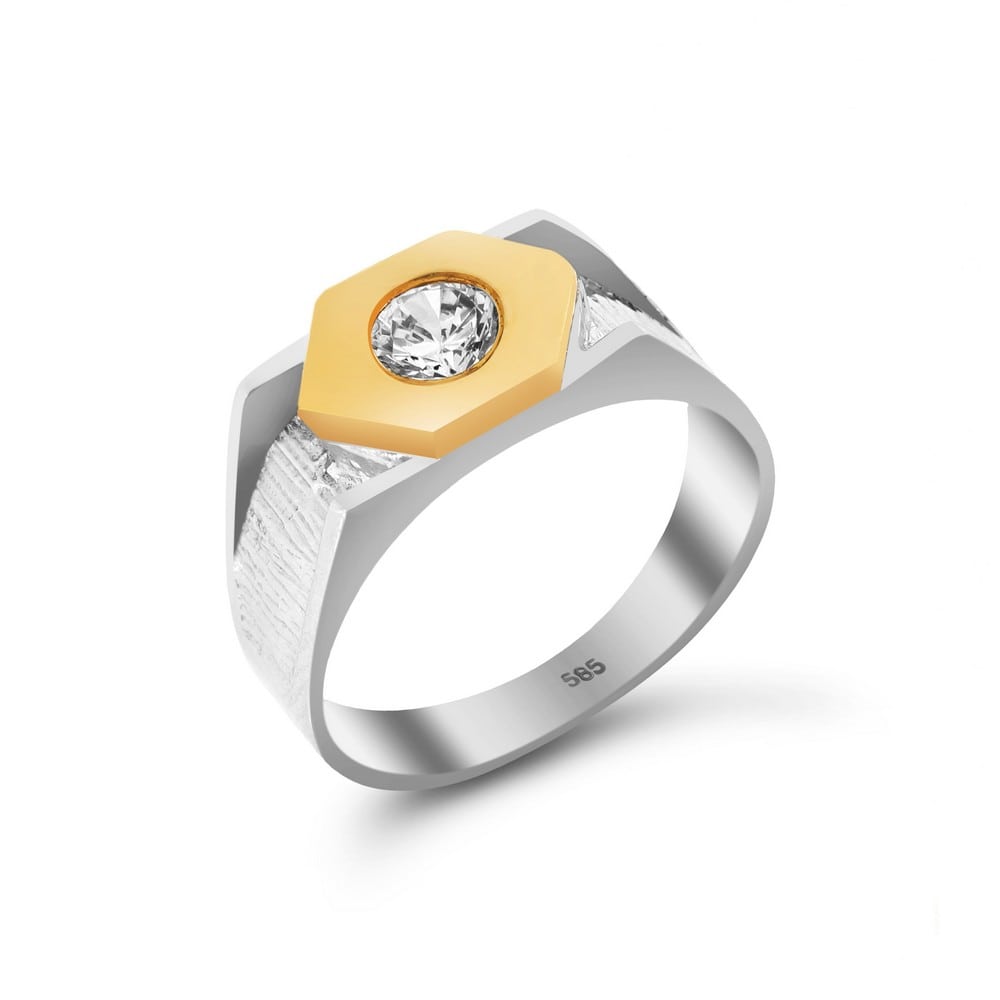 Λευκόχρυσο δαχτυλίδι ανδρικό ζιργκόν D11400585