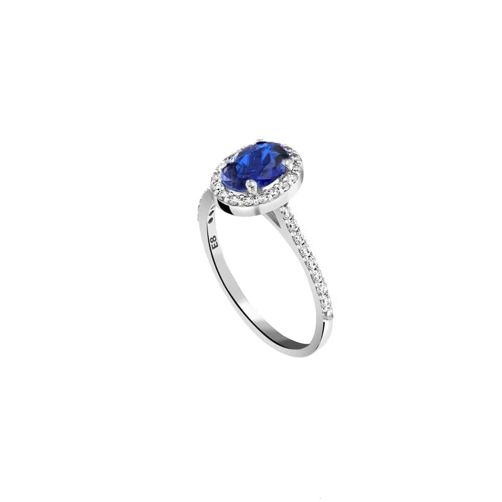 λευκόχρυσο δαχτυλίδι ροζέτα μπλε ζιργκόν D11200851