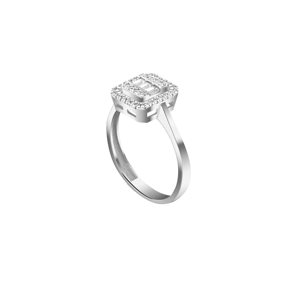 λευκόχρυσο γυναικείο δαχτυλίδι λευκά ζιργκόν D11201007