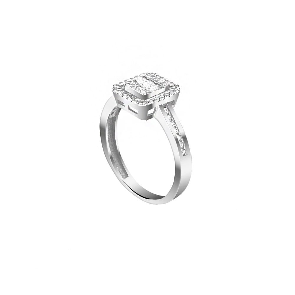 λευκόχρυσο γυναικείο δαχτυλίδι λευκά ζιργκόν D11201010