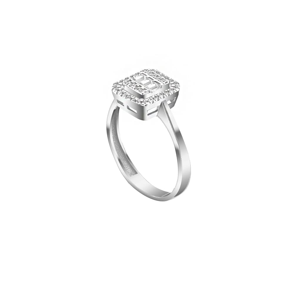 λευκόχρυσο γυναικείο δαχτυλίδι λευκά ζιργκόν D11201019
