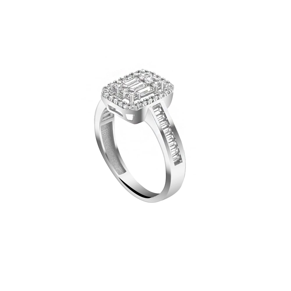 λευκόχρυσο γυναικείο δαχτυλίδι λευκά ζιργκόν D11201022