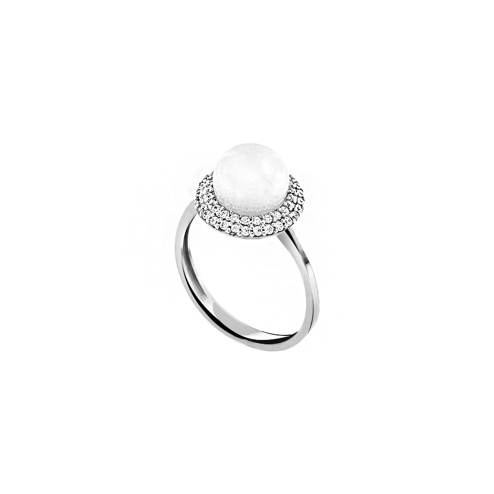 Λευκόχρυσο γυναικείο δαχτυλίδι μαργαριτάρι D11200841