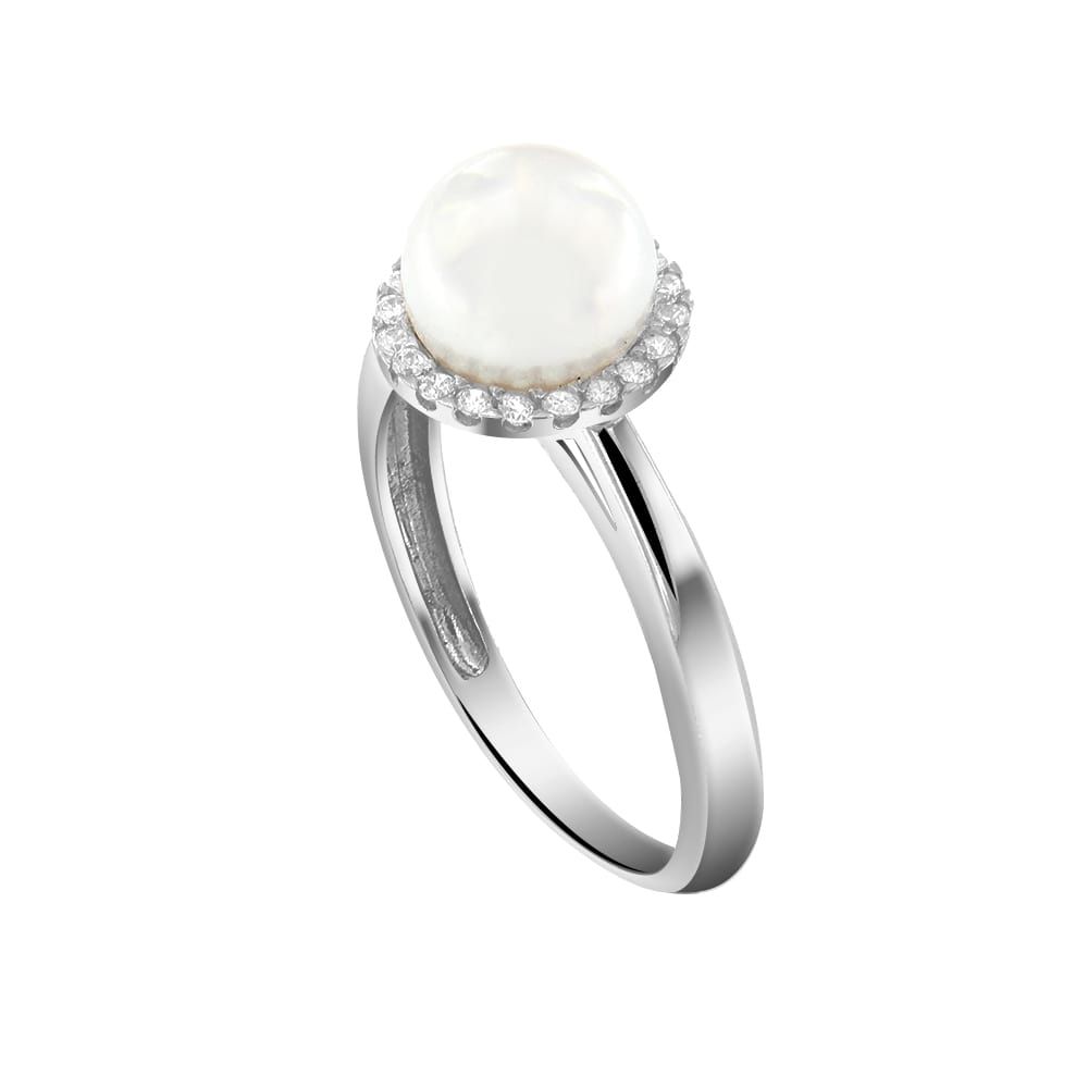 λευκόχρυσο γυναικείο δαχτυλίδι μαργαριτάρι D11201080