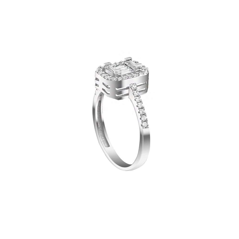 λευκόχρυσο μονόπετρο δαχτυλίδι λευκά ζιργκόν D11201013